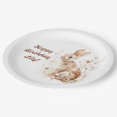 パーティーバニーガールボーイベージュバースデーパーティープレート ペーパープレート (アングル)