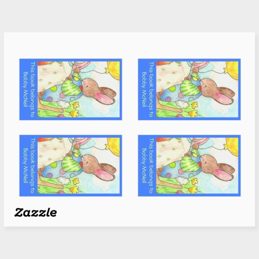 パーティーバニー蔵書票 長方形シール (シート)