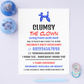 パーティーバルーンキッズエンターテイナー，ピエロ広告ズ チラシ (シングル)