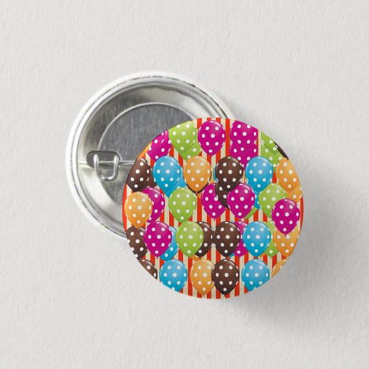 パーティーバルーンストライプ水玉模様回路おもしろい 缶バッジ (正面&裏面)
