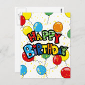 パーティーバルーンハッピーバースデー ポストカード (正面/裏面)