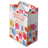 パーティーバルーンパターンキッド誕生日 ミディアムペーパーバッグ (正面アングル)