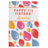 パーティーバルーンパターンキッド誕生日 ミディアムペーパーバッグ (正面)