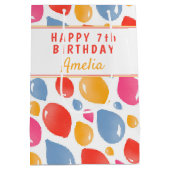 パーティーバルーンパターンキッド誕生日 ミディアムペーパーバッグ (裏面)