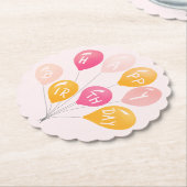 パーティーバルーンピンクイエローキッドハッピーバースデー ペーパーコースター (アングル)