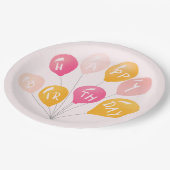 パーティーバルーンピンクイエローキッドハッピーバースデー ペーパープレート (アングル)