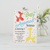 パーティーバルーン動物誕生日招待状 招待状 (スタンド正面)