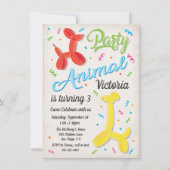 パーティーバルーン動物誕生日招待状 招待状 (正面)