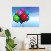 パーティーバルーン束プリント ポスター (ホームオフィス)