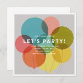 パーティーバルーン誕生日招待状 招待状 (正面/裏面)