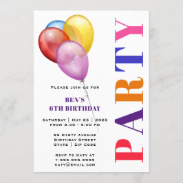 パーティーバルーン誕生日 招待状