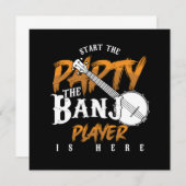 パーティーバンジョプレーヤーはここにいる楽器音楽ギフト 招待状 (正面/裏面)