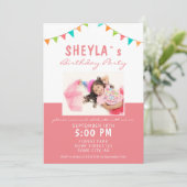 パーティーバンティンフラッグスガールフォトバースデーパーティー 招待状 (スタンド正面)