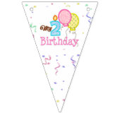 パーティーバントバナー/バルーン付き2回目の誕生日 バンティングフラッグ (第1の旗)