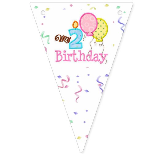 パーティーバントバナー/バルーン付き2回目の誕生日 バンティングフラッグ (第1の旗)