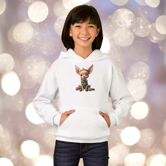 パーティーパップクリスマスドッグガールズフード付きスウェットシャツ