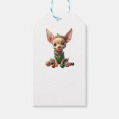 パーティーパップクリスマスドッグホワイトギフトラベル ギフトタグ (正面)