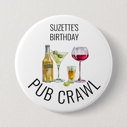 パーティーパブクロールビールワインアルコール誕生日 缶バッジ (正面)