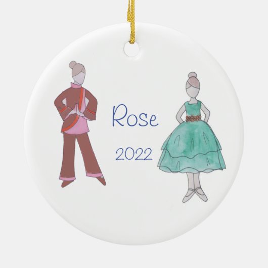 パーティーパーソナライズされたガール/ティー中国のくるみ割り セラミックオーナメント (裏面)