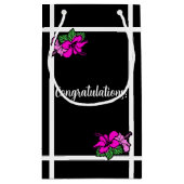 パーティーパーソナライズされたブラックピンクハイビスカス小バッグ スモールペーパーバッグ (裏面)