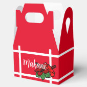 パーティーパーソナライズされたレッドハイビスカスゲーブルボックス フェイバーボックス (オープン)