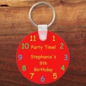 パーティーパーソナライズされた時間名、9番目の誕生日 キーホルダー (正面)