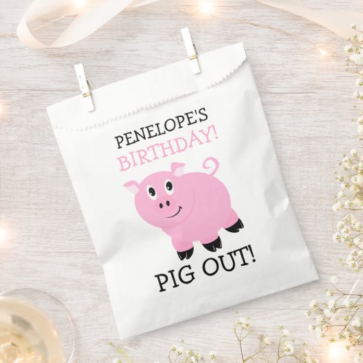 パーティーパーソナライズされた豚の誕生日パーティーだ フェイバーバッグ (クリップ留めされた状態)