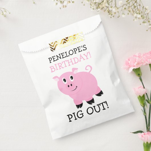 パーティーパーソナライズされた豚の誕生日パーティーだ フェイバーバッグ (封をした状態)