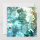 パーティーパーティーマスクシャンパンブルー金ゴールドマスカレード 招待状 (裏面)