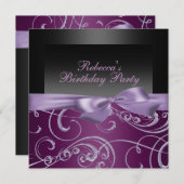 パーティーパープルスワーズ誕生日招待状 招待状 (正面/裏面)