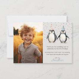 パーティーピンギンズ、子供の誕生日に寄りましょう サンキューカード