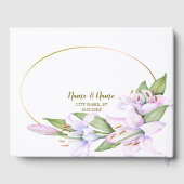 パーティーピンクのユリの花ゴールデンフレームビューティフル ゲストブック (裏面)