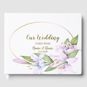 パーティーピンクのユリの花ゴールデンフレームビューティフル ゲストブック (正面)