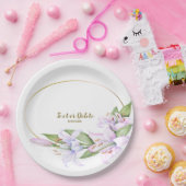 パーティーピンクのユリの花ゴールデンフレームビューティフル ペーパープレート (パーティー)