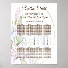 パーティーピンクのユリの花ゴールデンフレームビューティフル ポスター