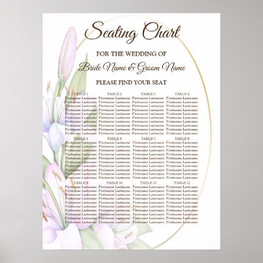 パーティーピンクのユリの花ゴールデンフレームビューティフル ポスター (正面)