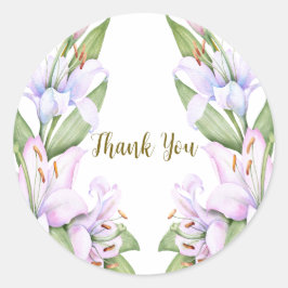 パーティーピンクのユリの花ゴールデンフレームビューティフル ラウンドシール