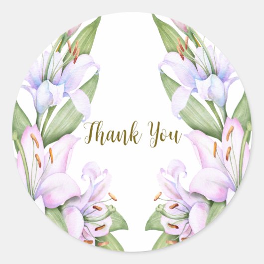 パーティーピンクのユリの花ゴールデンフレームビューティフル ラウンドシール (正面)