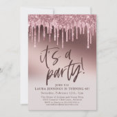 パーティーピンクグリッター60誕生日 招待状 (正面)