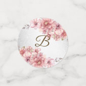 パーティーピンク水彩フラワーシャイニーグリッター モダン コンフェッティ (スモール正面)