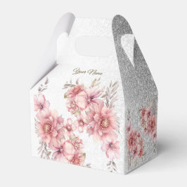 パーティーピンク水彩フラワーシャイニーグリッター モダン フェイバーボックス