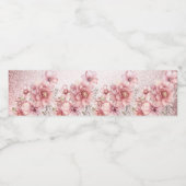 パーティーピンク水彩フラワーシャイニーグリッター モダン ペットボトルラベル (シングルラベル)