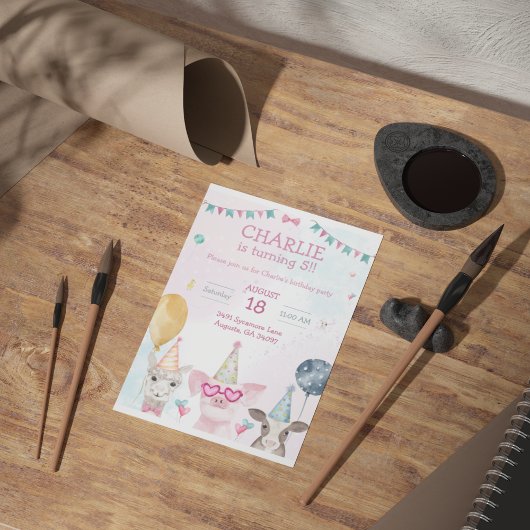 パーティーファームアニマルズ誕生日ウィムシー招待状 招待状