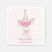 パーティーファームアニマルズ誕生日豚 スタンダードカクテルナプキン (正面)