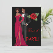 パーティーフォーマル金ゴールドブラックレッドドレスブラックタイ 招待状 (スタンド正面)