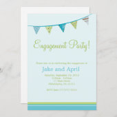 パーティーフラグ婚約パーティ-青 招待状 (正面/裏面)