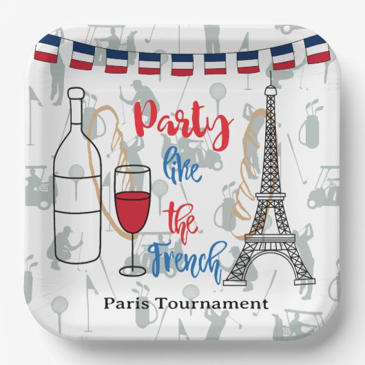 パーティーフランスのをテーマにしたクリスマス ペーパープレート (正面)