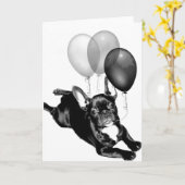 パーティーフランスの時間Bulldogグリーティングカード カード (黄色い花)