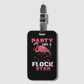 パーティーフロック星のように – おもしろい Flamingo Lover Pun ラゲッジタグ (正面縦)