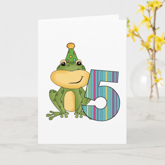 パーティーフロッグ5誕生日Tシャツ&ギフト カード (黄色い花)